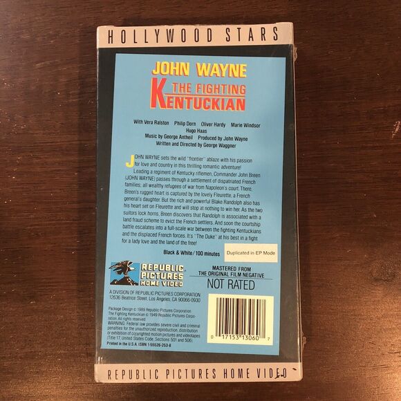 The Fighting Kentuckian VHS 1990 John Wayne Western Movie Hollywood Stars Sealed - Picture 2 of 4